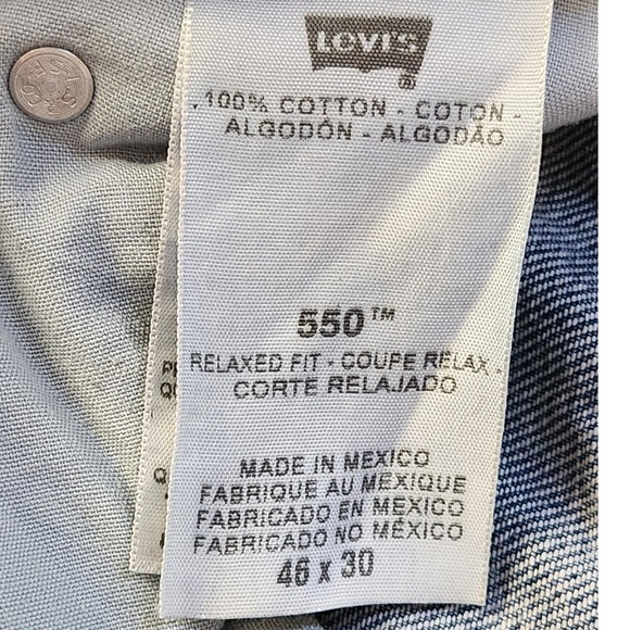 Levi's 550 Relaxed Fit Straight Blue Denim Jeans Men Big & Tall 46x30 Light Wash - Picture 15 of 16